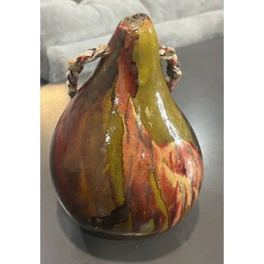 Handpainted Gourd Birdhouse Hanging Decor Earth Tones